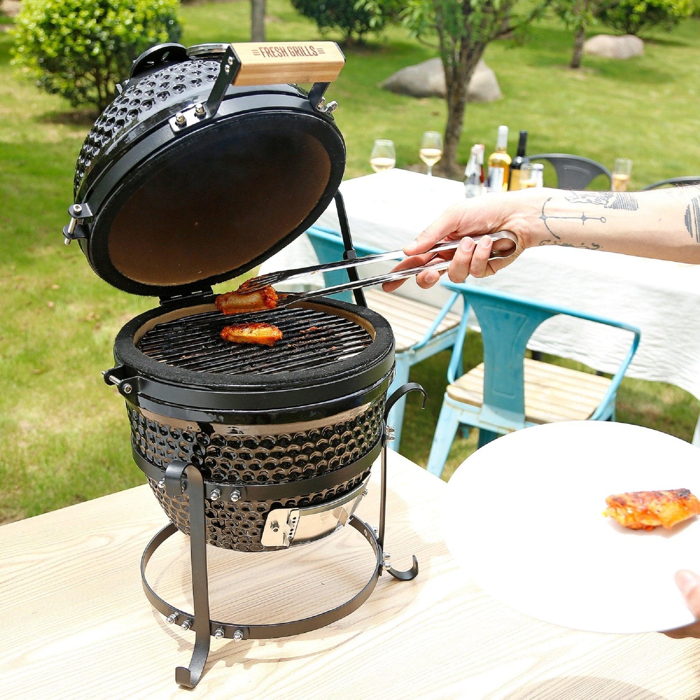 Fresh Grills Kamado Charcoal BBQ Grill 13" Mini Portable - Fresh Grills