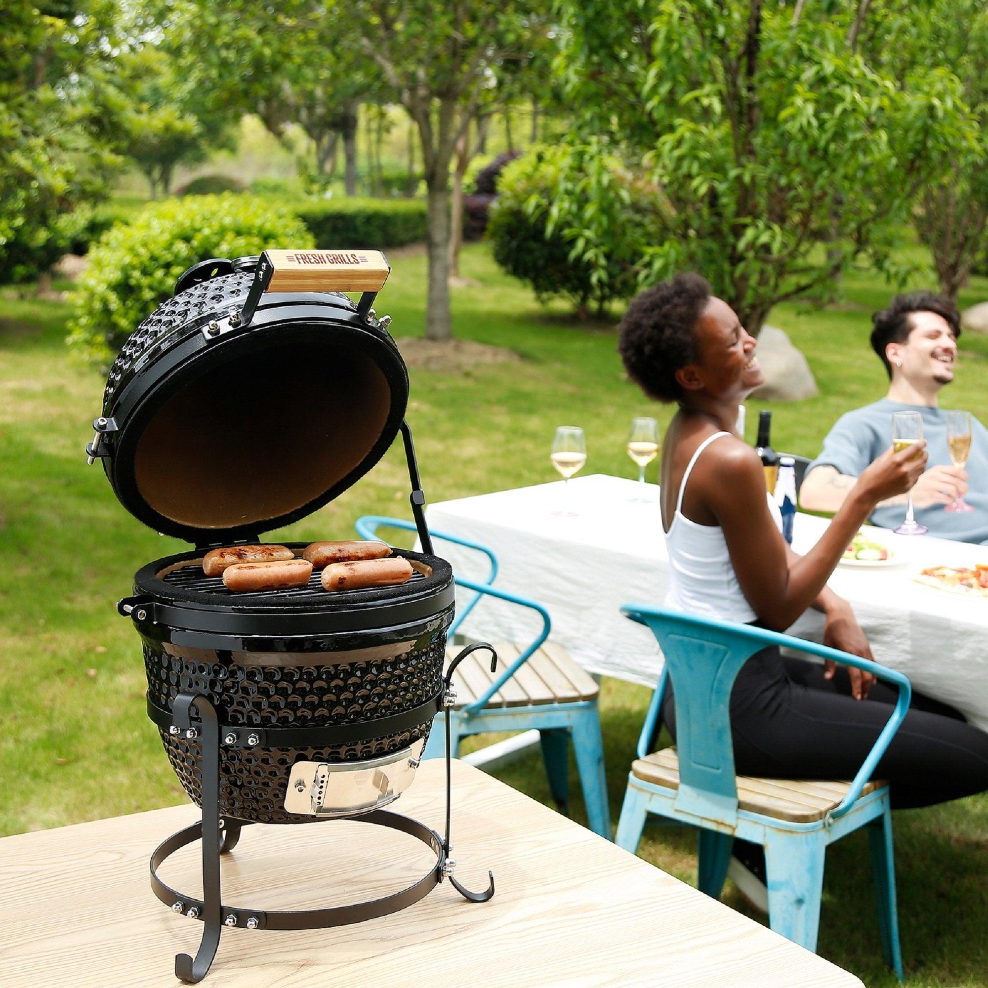 Fresh Grills Kamado Charcoal BBQ Grill 13" Mini Portable - Fresh Grills