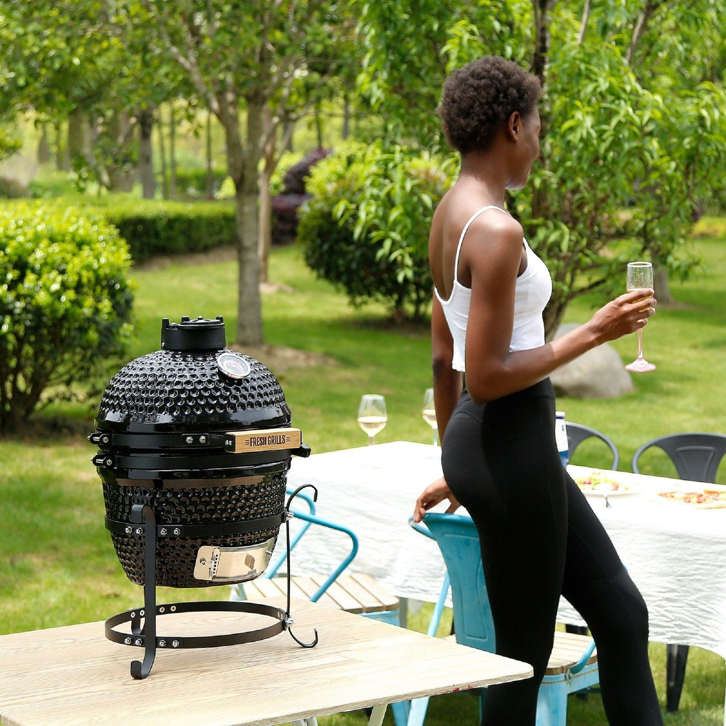 Fresh Grills Kamado Charcoal BBQ Grill 13" Mini Portable - Fresh Grills